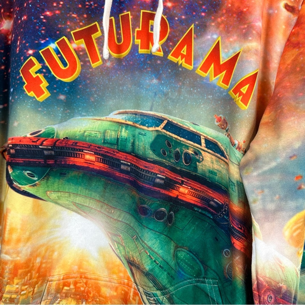 Futurama City All Over Print Hoodie Made in USA Size L ๐ฅ - Picture 9 of 10